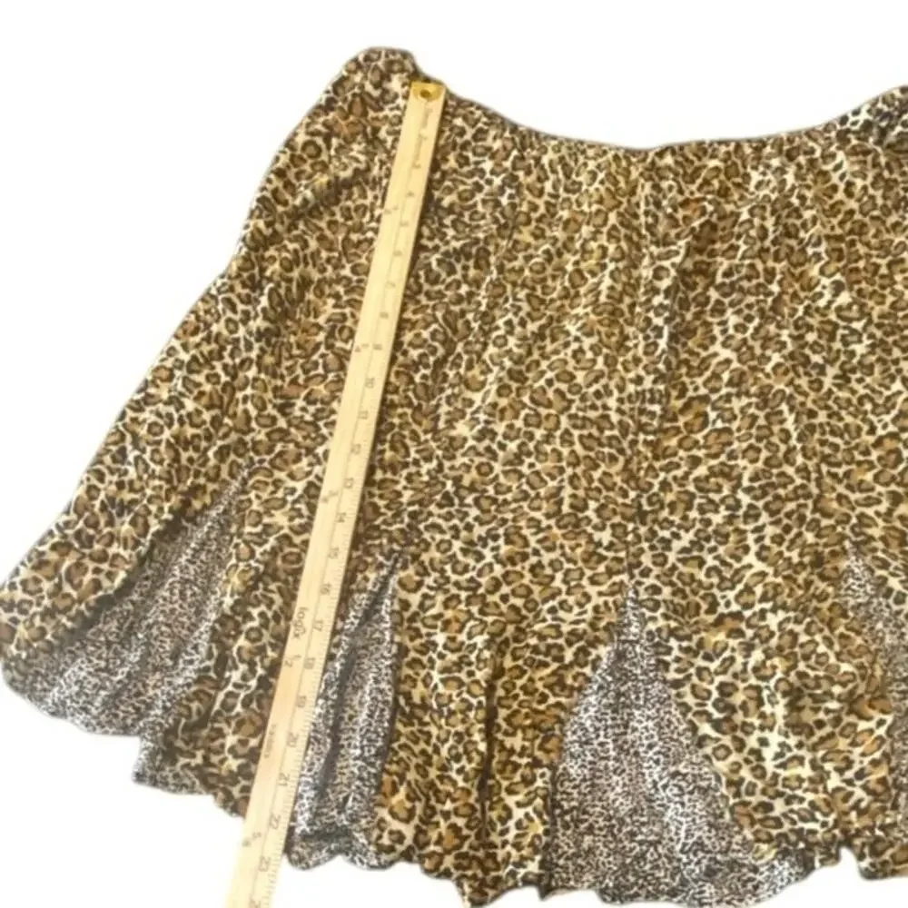 Apostrophe XL (18) Leopard Animal Print Flounce Skirt 100% Rayon Boho Y2K Midi